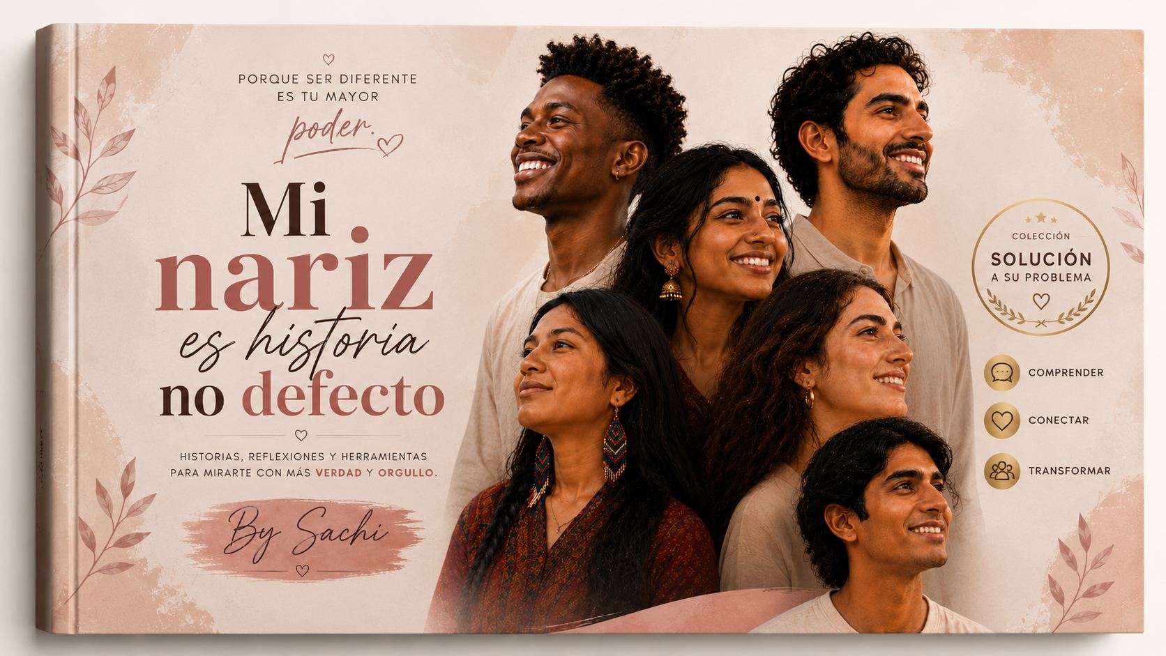 Portada del ebook Mi Nariz es Historia, No Defecto, guía de autoestima y aceptación personal para adolescentes y jóvenes que desean fortalecer su confianza e imagen personal.Portada del ebook Mi Nariz es Historia, No Defecto sobre autoestima facial y aceptación personal