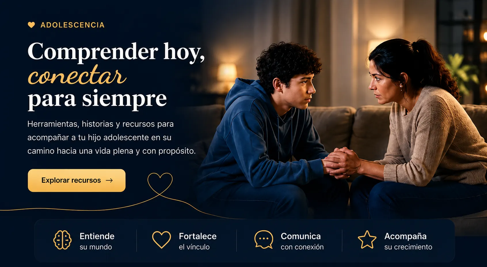 Madre y adolescente conversando para fortalecer la comunicación familiar y afrontar los desafíos de la adolescencia.