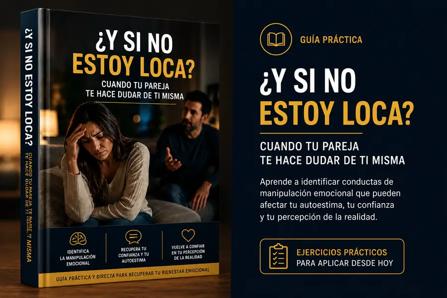 Mockup del ebook ¿Y si no estoy loca? sobre manipulación emocional, gaslighting y autoestima en la pareja.
