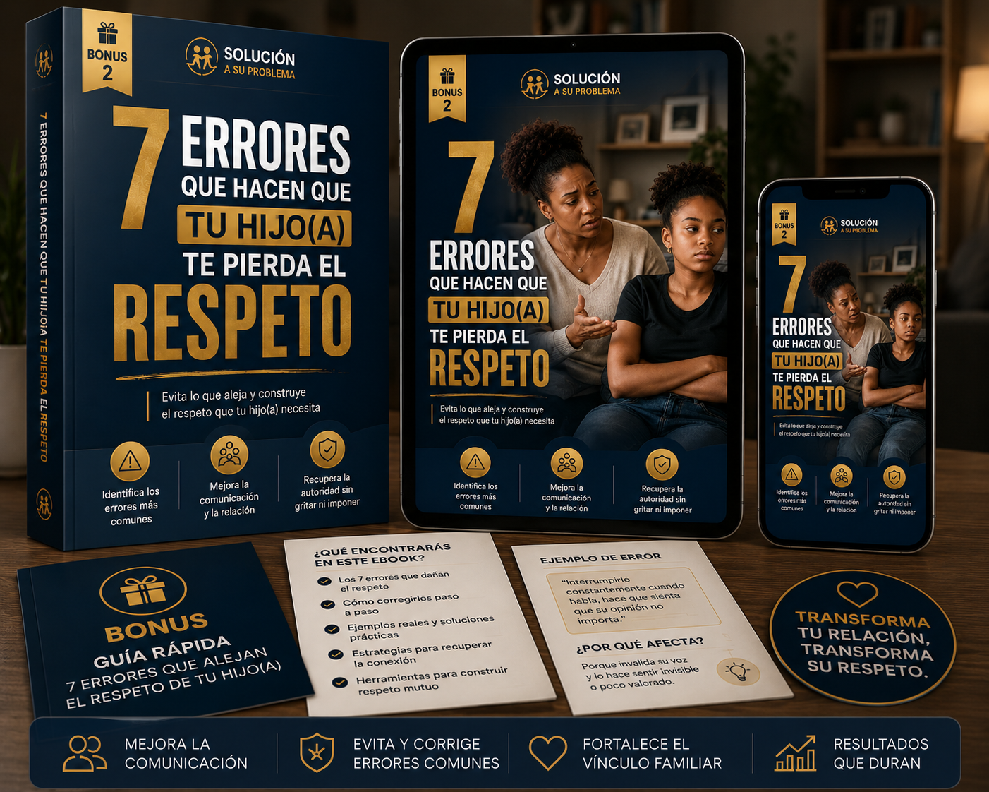 Mockup del ebook 7 Errores Que Hacen Que Tu Hijo(a) Te Pierda El Respeto